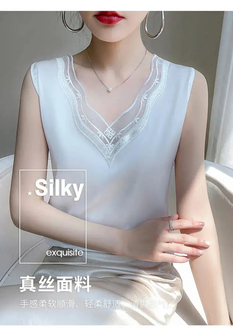 Women’s Silk Satin Sleeveless Vest Top – Summer 2024