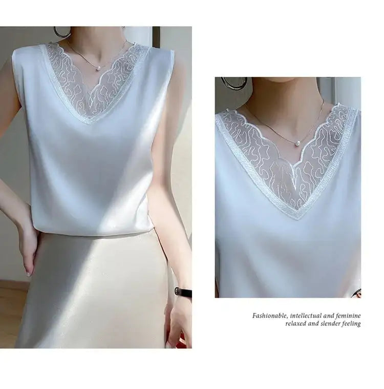 Women’s Silk Satin Sleeveless Vest Top – Summer 2024
