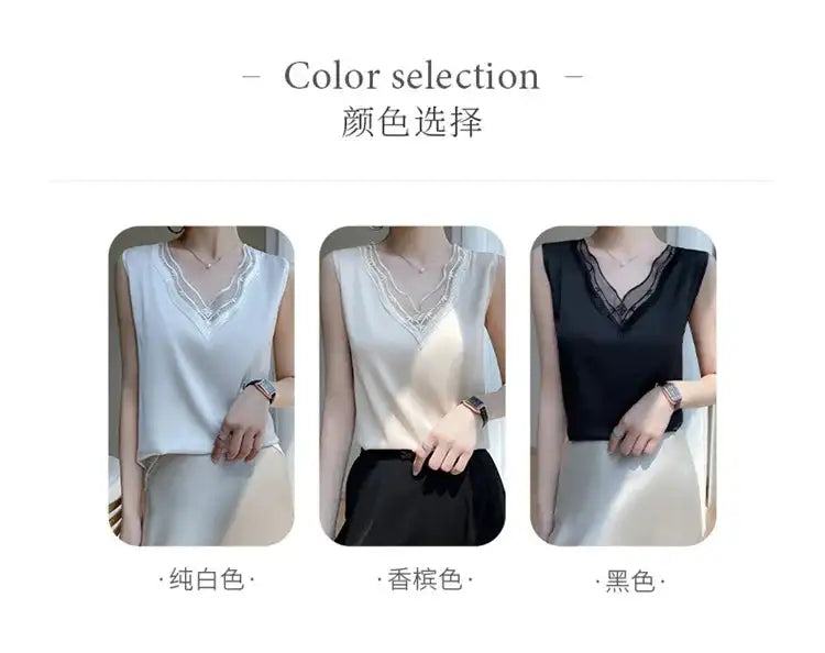 Women’s Silk Satin Sleeveless Vest Top – Summer 2024