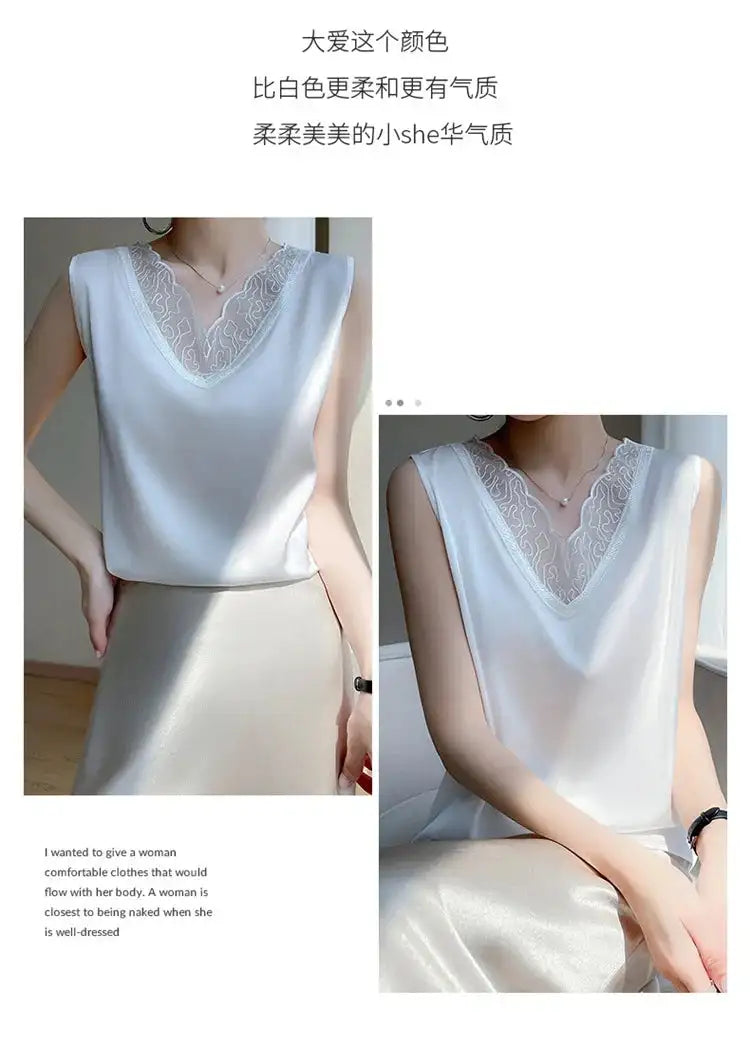 Women’s Silk Satin Sleeveless Vest Top – Summer 2024