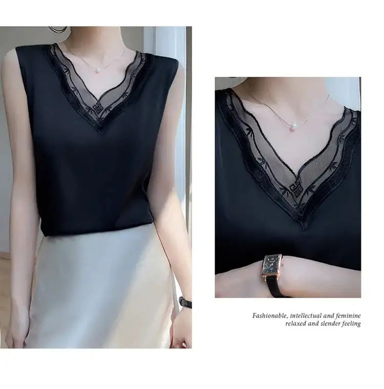 Women’s Silk Satin Sleeveless Vest Top – Summer 2024