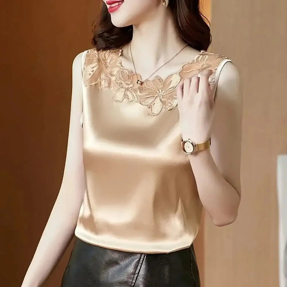 Women’s Silk Satin Sleeveless Vest Top – Summer 2024