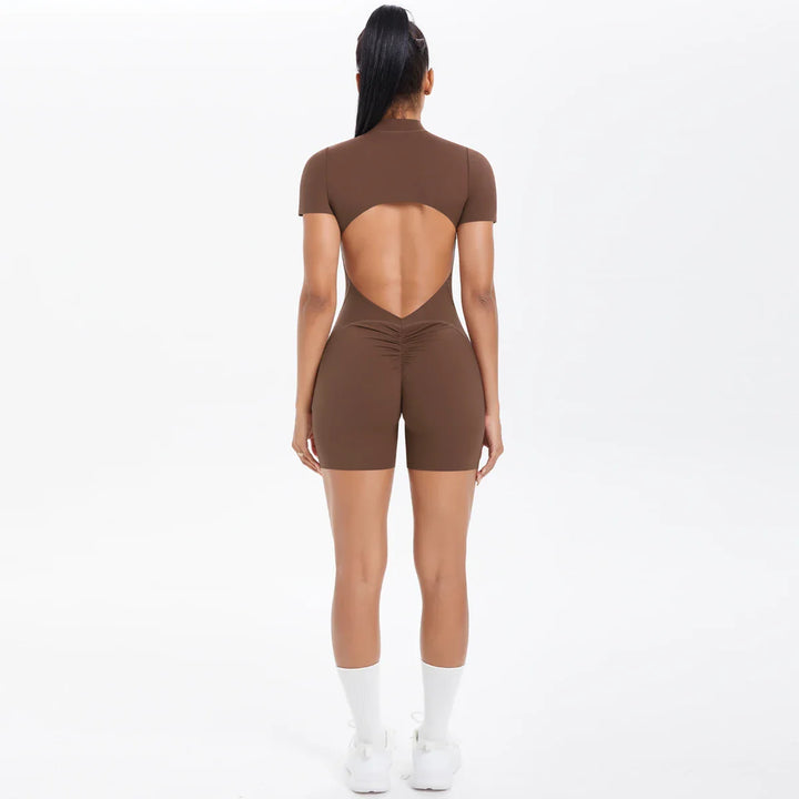 FlexiFit Backless Zip Jumpsuit – Women’s Yoga Wear