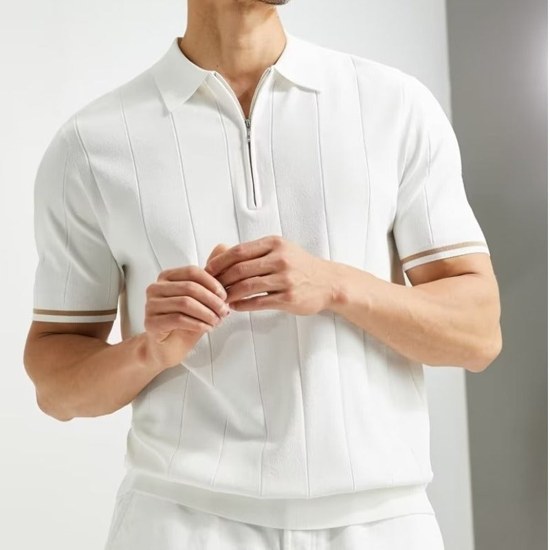 Men’s Summer Polo Zipper Short Sleeve Shirt