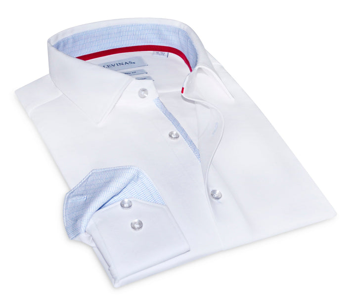Kenneth Cotton Knit-Blend Button-Up Shirt – White Fitted