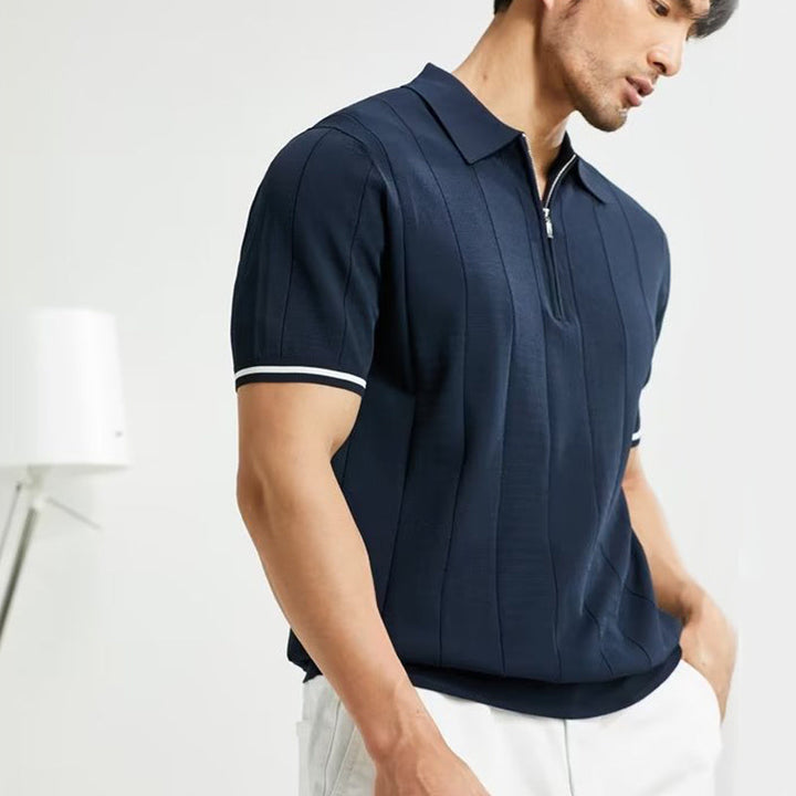 Men’s Summer Polo Zipper Short Sleeve Shirt
