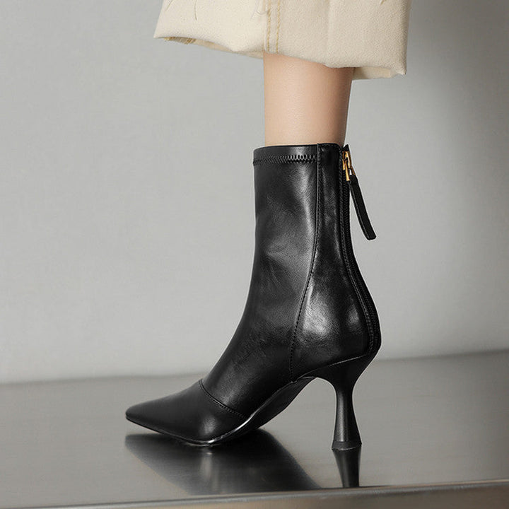 Women’s Cowhide Pointed-Toe Stiletto Ankle Boots