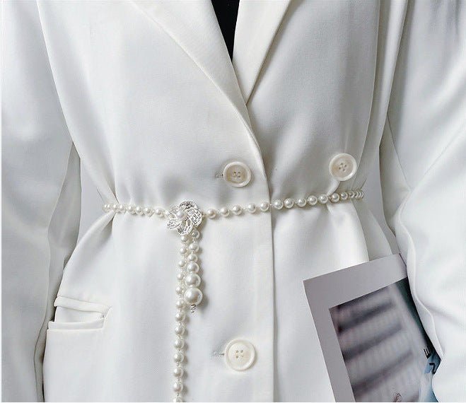 Elegant Versatile Pearl Cascade Waist Belt (MAC349)
