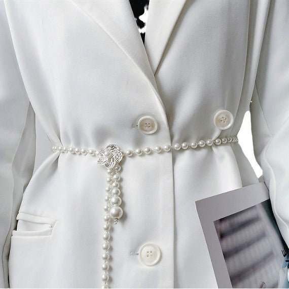 Elegant Versatile Pearl Cascade Waist Belt (MAC349)