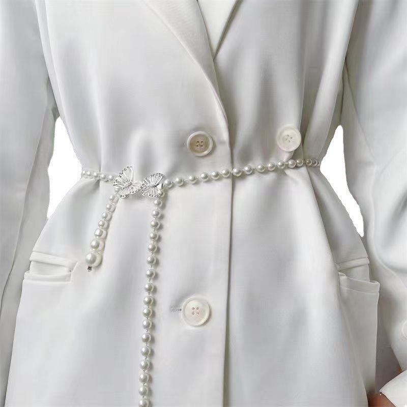 Elegant Versatile Pearl Cascade Waist Belt (MAC349)