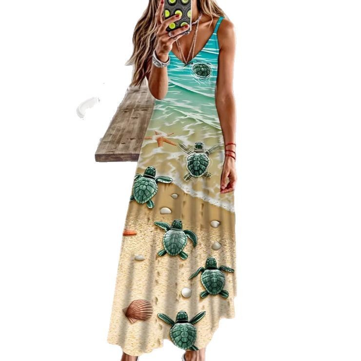 Women’s Spring & Summer Sling Dress – Digital Print