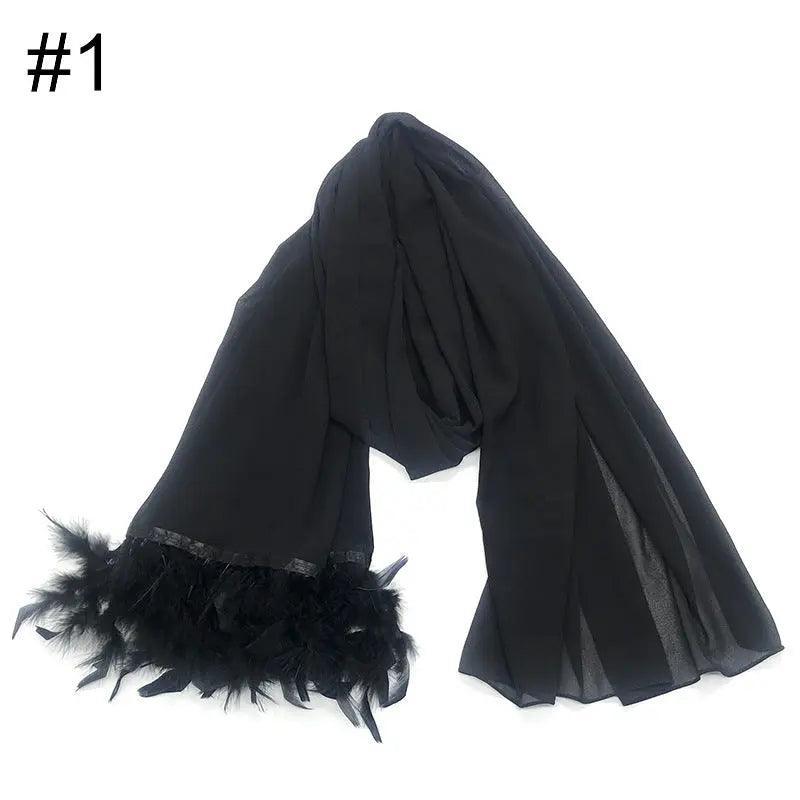 Chiffon Feather Scarf – Hijab Style