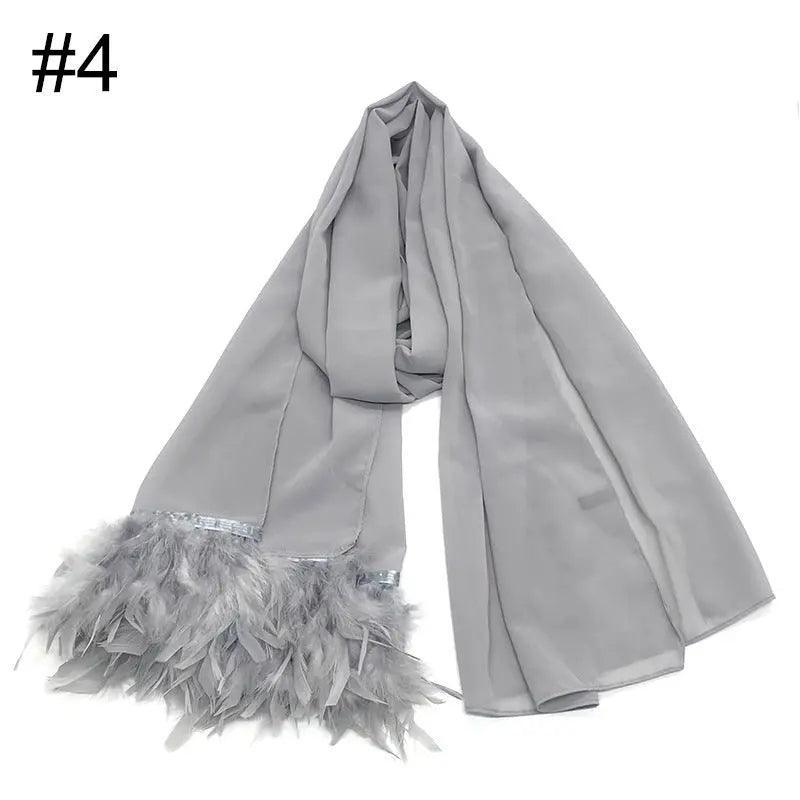 Chiffon Feather Scarf – Hijab Style